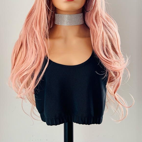 Long 28” Dusty Pink Versatile 13x2.5 Lace Front Premium Synthetic Fiber Wig - Picture 2 of 16